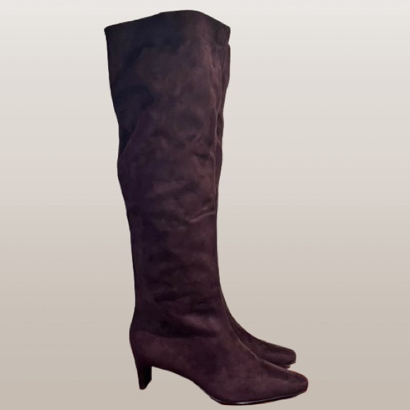 NWT- Banana Republic Chocolate Vegan Suede Tall Slouch Boot - Picture 5 of 9